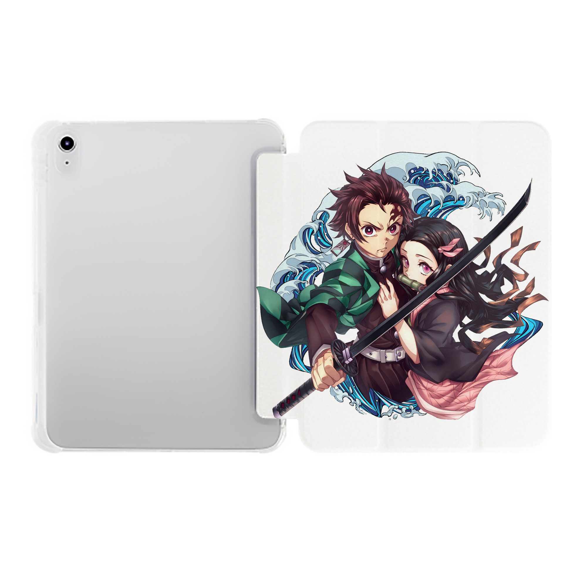 （画像用） 鬼滅の刃（きめつのやいば）竈門 禰󠄀豆子／かまど ねずこ Kamado Nezuko IPad ケース ペン収納付き 三つ折りスタンド PUレザー×シリコン 対応機種9.5/10.5/10.9インチ